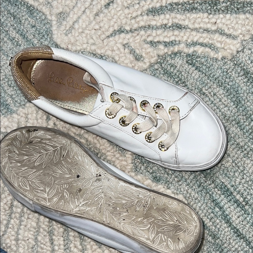 Lilly Pulitzer White Leather Women's Sneakers - Picture 5 of 6